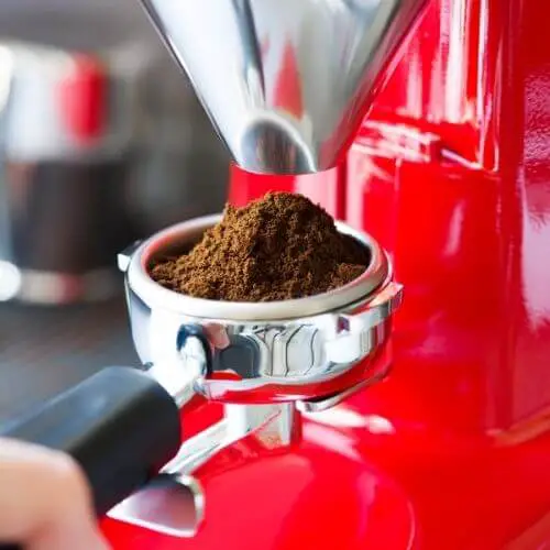 image of ground coffee in group head