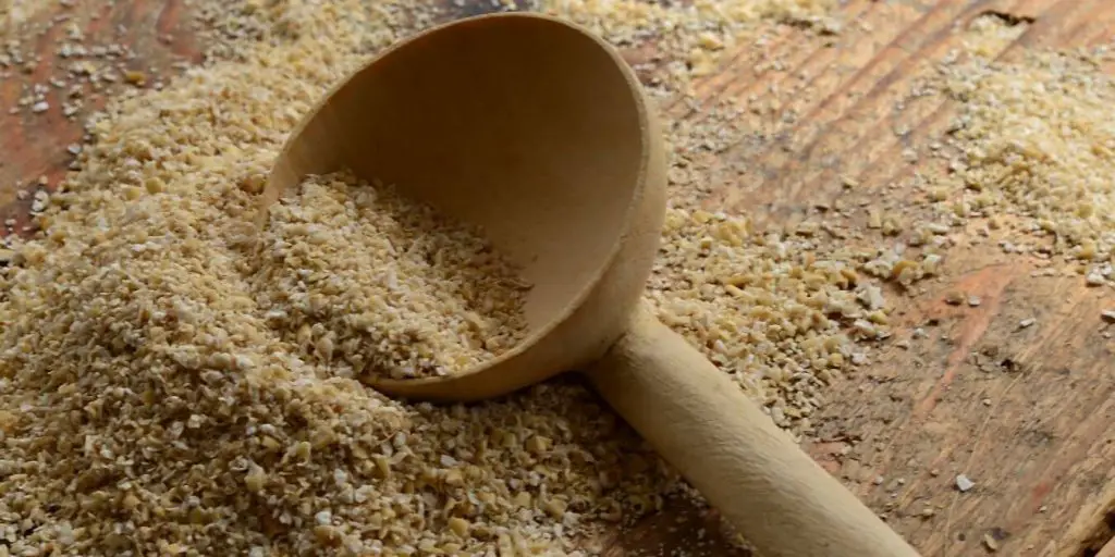 spoonful of oat bran pictured. You can use oat bran in place of chia seeds in some circumstances.
