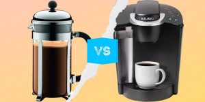 image of french press compared to keurig. Comparison - which is better?