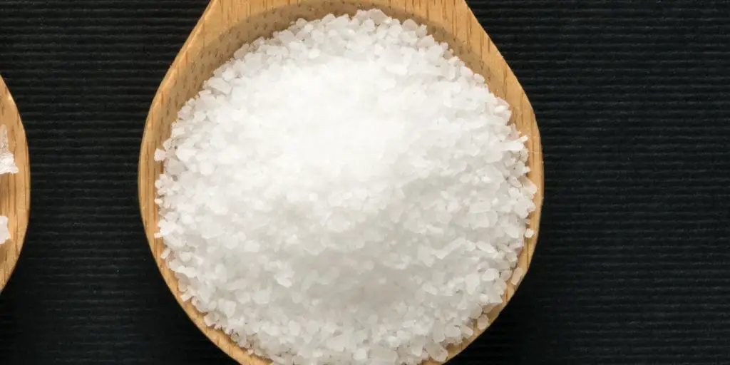 close up kosher salt on spoon