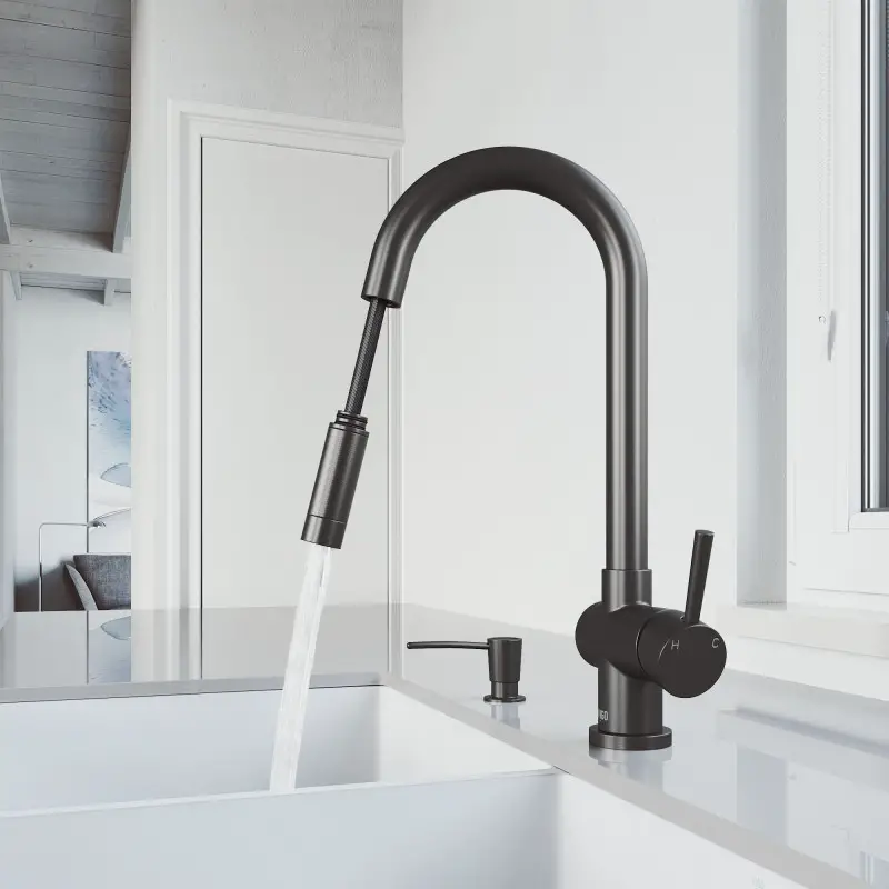 This Vigo faucet is a beautiful modern style for a farmhouse kitchen.
