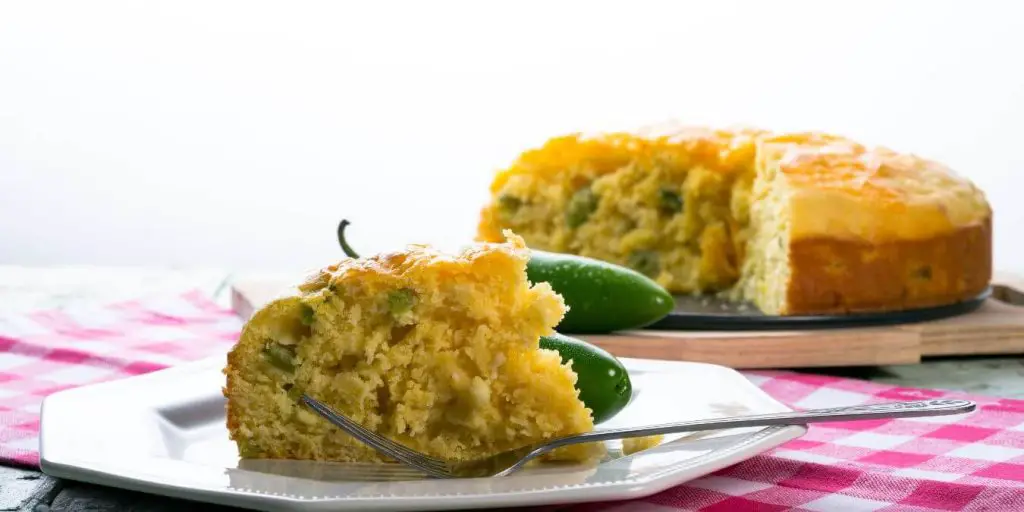 jalepeno and cheese cornbread on a table