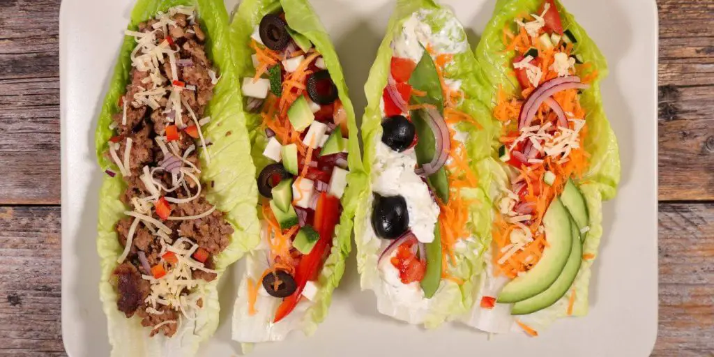 assorted variety of lettuce wraps. THey are light and a perfect appetizer for chicken pot pie.