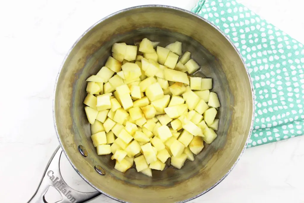 apples with a small amount of water in pot