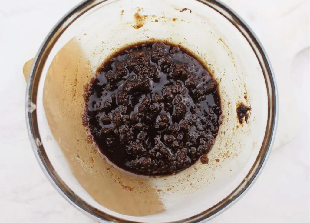 Cinnamon roll mixture in a mixing bowl